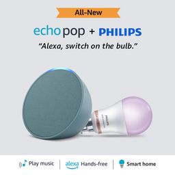 Echo Pop (Green) Smart Home combo with Philips 9W Smart Color Bulb image 1