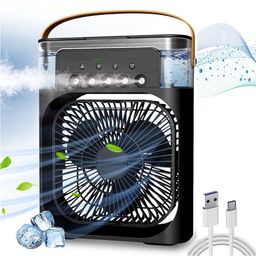 Techking 𝐇𝐎𝐓 𝟏𝟕 𝐘𝐄𝐀𝐑𝐒 𝐖𝐀𝐑𝐑𝐀𝐍𝐓𝐘 Personal Air Cooler, Mini Evaporative Cooler with 7 Colors LED Light, 1/2/3 H Timer, 3 Wind Speeds and 3 Spray Modes_Multicolor image 1