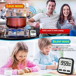 OVIOL Stopwatch Timer for Study Kitchen Timer Large LCD Screen 24hr Digital Display Magnetic Retractable Stand Loud Alarm Stop Watch Countdown Flashing Light Study Timer for Students Cooking (Black) image 5