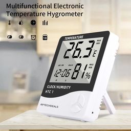 ApTechDeals HTC-1 Digital Hygrometer Thermometer Humidity Meter With Clock LCD Display image 3