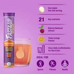Fast&Up Daily Multivitamins (20-Day Pack, Tasty Orange Flavor) 21 Fast-Acting Vitamins & Minerals, with Vit C, D, and Iron for Immunity, Energy & Heart Health | Suitable for both, Men & Women image 3