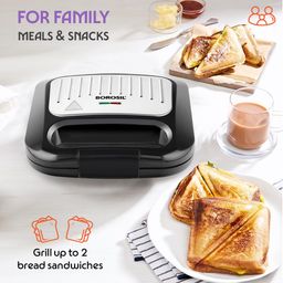 Borosil Toast Sandwich Maker | 750W, Can Make 2 Sandwich At a Time | Power Indicators, Auto Locking Handle, Non Toxic & Nonstick Plates Opens to 90°, Automatic Temprature Control | 2 Year Warranty image 3