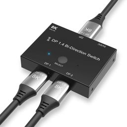 atdaraz Displayport Switch Bi-Directional DP 1.4 Switcher, 8K@30Hz 4K@120Hz 2K@144Hz DisplayPort 1.4 Switcher Splitter Converter 2X1 or 1X2 for Multiple Source and Displays, image 2