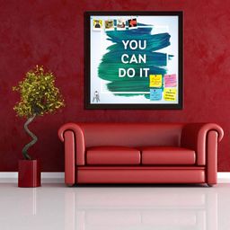 ArtzFolio Bulletin Board Notice Pin Board | You can do it Vision Soft Board Combo with Thumb Push Pins | Dark Brown Frame | 12 x 12 inch (30 x 30 cms) | You Can Do It image 5