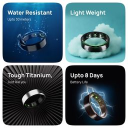 FITTR HART X2 Smart Ring | Size First w/Sizing Kit | Sleep, Recovery, Activity & Fitness Tracker | 8-Day Battery, 50m Water Resistance | (Frost Silver, 9) image 5