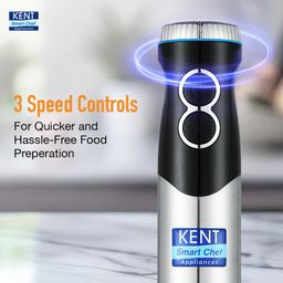 KENT SS Hand Blender 450W | Variable Speed Control | Turbo Switch For Fast Blending | Detachable Shaft For Easy Cleaning | Hot & Cold Blending | Low Noise Dc Motor - Stainless Steel, 450 Watts, Silver image 3