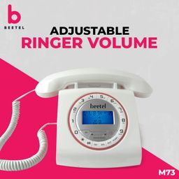 Beetel M73 Caller ID Corded Landline Phone with 16 Digit LCD Display, Retro Design, Alphanumeric Keypad, 2-Way Speaker Phone, Adjustable Ringing (White & Red)(M73) image 3