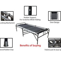 LUSTER Folding Bed Single for Sleeping, Portable Single Folding Bed Space Saving Heavy Duty Foldable Bed Frame/Khat Cot for Sleeping Bed Sturdy Metal Bed Frame Space Saving Desig 3X6 Feet, Black image 4