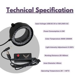 HG Wellness HGMSRL46 USB-Powered Microscope Ring Light – Stepless Dimmable Illumination, Easy Installation for Stereo Microscopes and Optical Instruments image 2