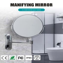 JPS Brass Dual Side Round Mirror for Bathroom 360° Swivel with Magnifying View | Magnifying Shaving Makeup Mirror Wall Mounted | (Chrome) image 4