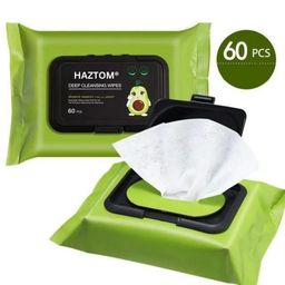 haztom HAZTOM® Ultra-Soft Cleansing Facial Towelettes Makeup Remover Wipes, Waterproof Makeup,Hydrating & Refreshing With Cucumber & Vitamin E Alcohol-Free, Plant-Based, 60 Count (Pack Of 1) image 3