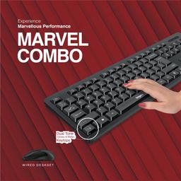 FINGERS MarvelCombo Wired Deskset (USB Wired Keyboard & Mouse Set | 12 Quick Soft-Touch Media Controls for Instant Access | Rupee Key | Windows®, macOS, Linux Compatible) image 2