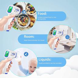 dr vaku DR VAKU® Digital Thermometer For Fever Non-Contact Laser Infrared Forehead Thermometer Temperature Gun Accurate Reading with Large Display Battery Included] - White and Dark Blue image 4