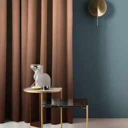 SPACES DRAPE STORY Ombre Design Heavy Satin Opaque Curtains With Blackout Lining - Set Of 2 | 95 To 98% Light Blocking | 7Ft Premium Door Curtain | Brown & Beige image 2
