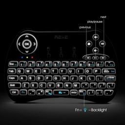 reiie (2017 Backlit Version)REIIE H9+ Backlit Wireless Mini Handheld Remote Keyboard with Touchpad Work for PC, Raspberry Pi 2, Android TV Box , KODI, Windows 7 8 10 image 2