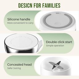 donpidd Portable Blender for Fresh Juice, portable juicer blender, Portable Blender for Shakes and Smoothies with 14.2 Oz Travel Cup and Lid, Usb Fast Charging (White) image 5