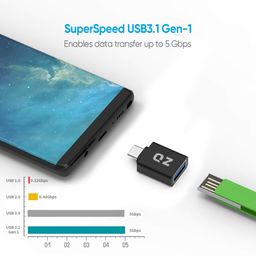QZ USB Type C OTG Adapter, Type C to USB Connector, USB to Type C Adapter OTG [Thunderbolt-3 Compatible] image 3