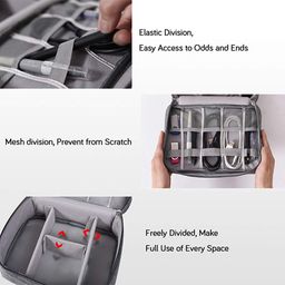 Universal Waterproof Polyester Electronics Organizer Carrying Case For Portable Charger, Cables, Earphone, Ipad Mini, Iphone, Cord, Tablets, Customize Inside With Dividers, Multicoloured image 4
