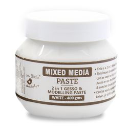 little birdie Little Birdie-Mixed Media Paste 2 in 1 -White 400gm | Versatile Gesso & Modelling Paste for Multi-Surface Priming, Creating Textures | Non toxic and Easy Application image 1