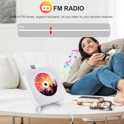 Portable CD Player with Bluetooth, Qoosea Wall Mountable CD Players Music Player Home Audio Boombox with Remote Control FM Radio Built-in HiFi Speakers LCD Display MP3 Headphone Jack AUX Input Output image 5