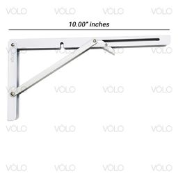 Volo Premium Heavy Duty 10" Foldable Mild Steel Racks and Shelf Bracket, l Bracket, Wall Brackets, Wall Angle Bracket, Folding Table Bracket with Fittings for fold Down Table. (Color:White) image 2