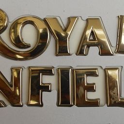 AOW ATTRACTIVE OFFER WORLD Tank Monogram For Royals Enfiield Emblem (Gold) Pack Of 2 image 1