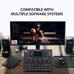ubervia Ubervia® V8 Plus Live Sound Card with Audio Cable USB Cable BT Accompaniment Sound Effects Universal for Phone Computer image 5