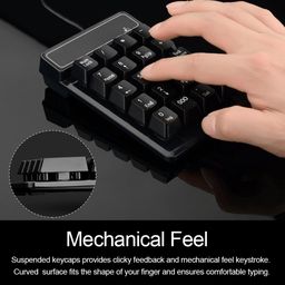 Numeric Key Pads - USB Wired Numeric Keypad Mechanical Feel Number Pad Keyboard 19 Keys Waterproof for Laptop Desktop PC Notebook Black image 4