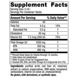 Nordic Naturals Baby’S DHA Supplement | 1050Mg Omega-3 Fish Oil EPA & DHA + 300 Iu Vitamind3 | Supports Brain Health & Vision | Unflavoured Fish Oil Liquid 60 ml image 2