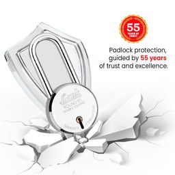 link Link® 65mm New Round Padlock with Long Shackle – Stainless Steel Body, Iron Lever, Double Locking Mechanism, Includes 3 Silver Keys – Durable Security Lock for Home, Gate, and Shutter – Made in India image 3