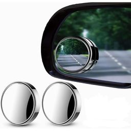Automaze 3R Blind Spot Mirrors, 2" Round HD Glass Convex 360° Wide Angle Side Rear View Mirror with ABS Housing for Cars SUV and Trucks, Silver, Pack of 2(3R-035) (Chrome) image 1