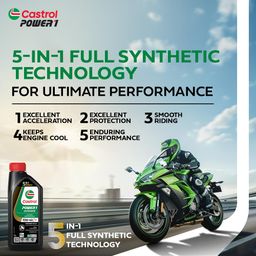Castrol POWER1 ULTIMATE 10W-40 4T Full Synthetic Engine Oil for Bikes | 5-in-1 Full Synthetic Technology | For High Performance Bikes | BS6 Ready |1 L | FREE Engine Shampoo for Two Wheelers (70 ML) image 3