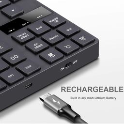 attoe Numeric Keypad, 35-Keys Portable USB Wireless Numeric Keypad Rechargeable Ultra-Silent External Numeric Pad for MacBook/MacBook Pro/Air and Windows Laptop (Black) image 5