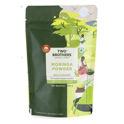 Two Brothers Organic Farms Moringa Powder, made using Farm Grown Moringa Leaves (Drumstick) | Rich in Nutrients | Chemical Free Lab - Tested 100 gms image 1