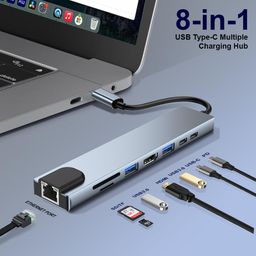 UNIGEN 8 in 1 USB Type-C Charging HUB Adapter with 4K HDMI, 100W PD, USB C Port, USB 3.0, RJ45 Ethernet, SD/TF Card Reader, Docking Station Compatible with MacBook Pro/Air Laptops and Other Devices image 3