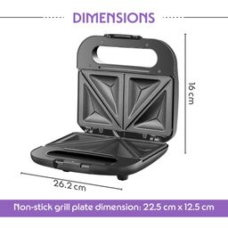 Borosil Toast Sandwich Maker | 750W, Can Make 2 Sandwich At a Time | Power Indicators, Auto Locking Handle, Non Toxic & Nonstick Plates Opens to 90°, Automatic Temprature Control | 2 Year Warranty image 5