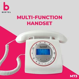 Beetel M73 Caller ID Corded Landline Phone with 16 Digit LCD Display, Retro Design, Alphanumeric Keypad, 2-Way Speaker Phone, Adjustable Ringing (White & Red)(M73) image 5