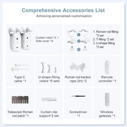 Smart Automatic Curtain Opener - Remote Control with App/Timer/Voice, Upgraded High-Performance Motor, Automatic Light Sensor, with Remote (for Roman rod/T/U track 3in1) 2 sets image 3