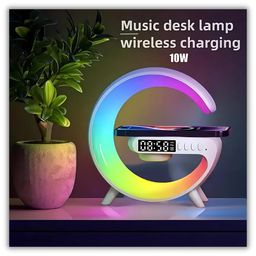 Drumstone 𝟏𝟓 𝐘𝐞𝐚𝐫𝐬 𝐖𝐚𝐫𝐫𝐚𝐧𝐭𝐲 Wireless G-Shape Charging Speaker, Digital Alarm Clock Built-In Lights | Nightlight Speaker | Dimmable LED Light | Portable Multifunctional Charging Speaker. image 3