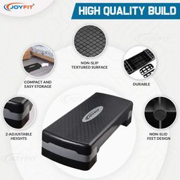 Joyfit Stepper for Core, Stability- Aerobic Step Platform with Adjustable Risers- Compact Step Board for Fitness and Strength Training -Suitable for Men & Women (1 Pc) (Grey) image 2
