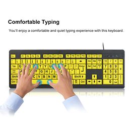 homgee Wired USB Large Print Computer Keyboard for Low Vision Users High Contrast 104 Keys Letters for Old Men image 2