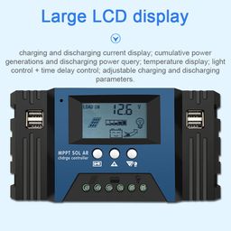 GAOBI 100A Mppt Solar Charge Controller 12/24V Auto Focus Solar Panel Controller Lit Regulator With 4 Usb Output Adjustable Parameter L Display Timer Setting image 3
