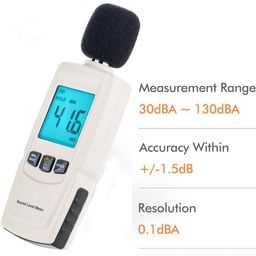 MCP Sound Decibel Meter, MCP Digital Mini Sound Pressure Level Meter, Audio Noise Measurement 30-130dBA,MAX/MIN Hold,Auto Backlight Display image 2
