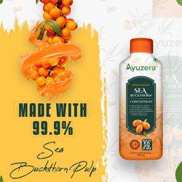 ayuzera Himalayan Sea Buckthorn Pulp 300ml | Plant Based Vegan Omega 3, 6, 7 and 9 | Vegetarian Liquid Supplements | No Fish Oil | Veg, Natural & Organic | Makes up to 50 Glass Juice | Rich in Omega 7, Antioxidants, Vitamins (300ml, Pack Of 1) image 3