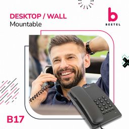 Beetel B17 Corded Landline Phone, Ringer Volume Control,LED for Ring Indication,Wall/Desk Mountable, Elegant Design,Clear Call Quality,Mute/Pause/Flash/Redial Function(Made in India) (Anthracite)(B17) image 4