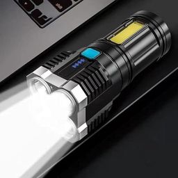 ZEVON Torch Lights Rechargeable with HGH Power Long Dstance with Multifunctional Portable LED Flashlight Torch Long Distance Beam Range with 4 Lighting Modes and COB Light for Outoor image 5