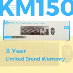 HP KM150 Wired Keyboard and Mouse Combo Full-Size Keyboard, 1600 DPI Ergonomic Optical Sensor Mouse, Instant USB Plug-and-Play, 12 Shortcut Keys, Adjustable Slope Keyboard (3-Years Warranty) image 2