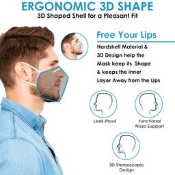Naturyz N95 NIOSH & ISO Certified Reusable 3D ERGONOMIC HONEYCOMB Face Mask With 6 Layer Protection, Nose pin & Adjustable Ear Loops With 95% Filtration (Multicolour) image 5