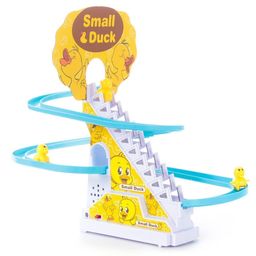 Brand Conquer Duck Slide Toy Set, Funny Automatic Stair-Climbing Ducklings Cartoon Race Track Set Little Lovely Duck Slide Toy Escalator Toy with Lights and Music (Duck Track Set) image 3