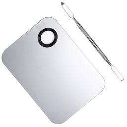 Khelni Stainless Steel Makeup Mixing Blending Palette With Spatula (Simple Mixing Pallete) image 5